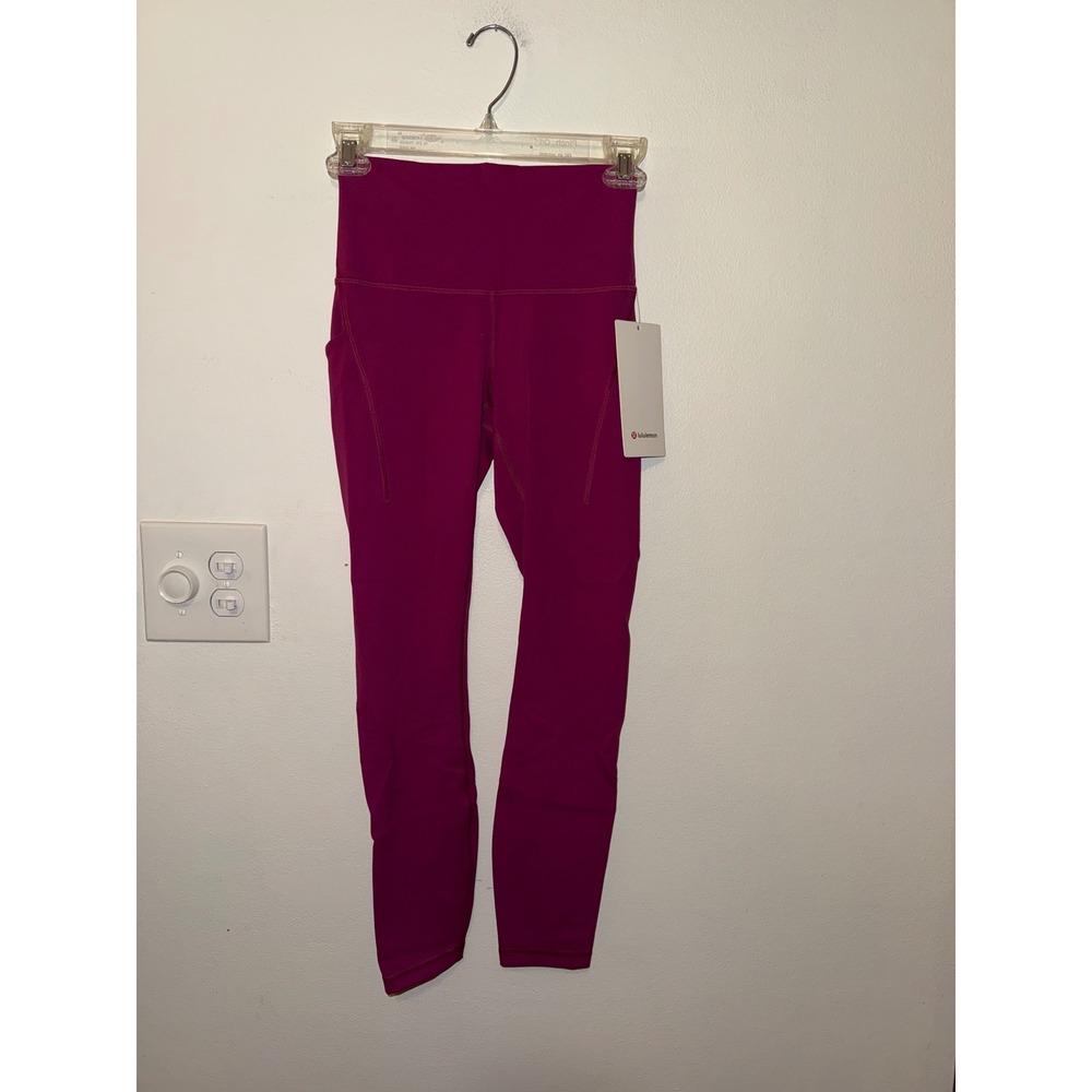 Lululemon Wunder Train HR Tight Pockets Size 4 Magenta Purple Retired Color NWT